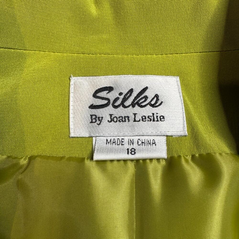 VTG Silks By Joan Leslie Blazer & Shirt Green Floral 100% Silk Womens Size 16/18 - Picture 4 of 14